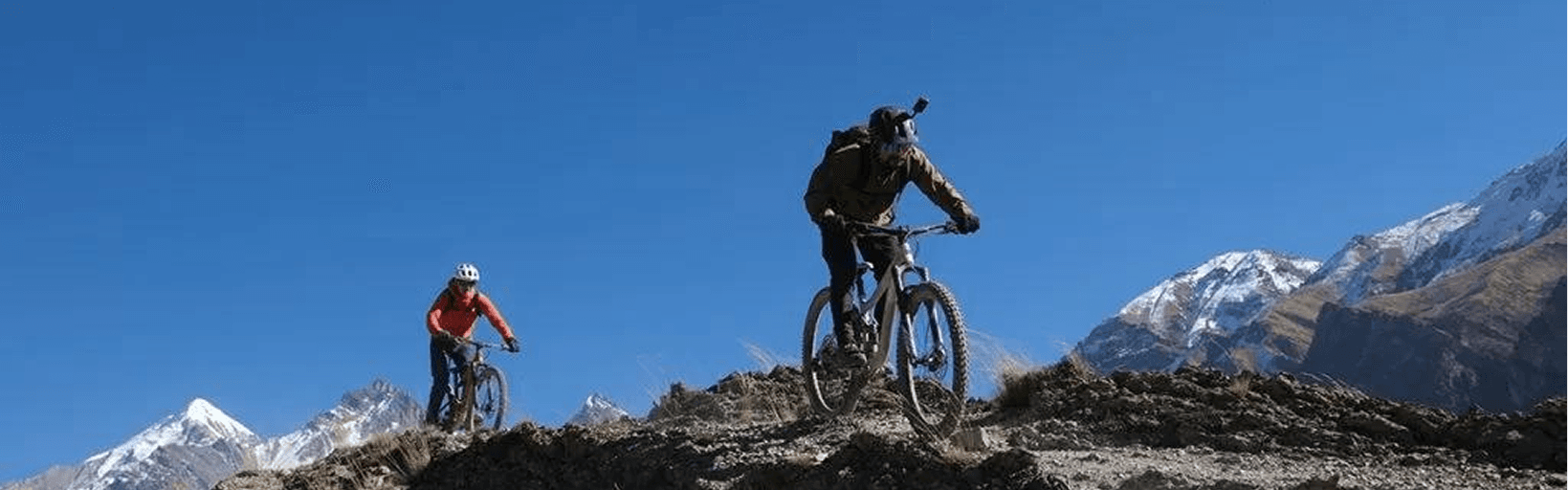 Mountain bikers riding the Himalayan trails