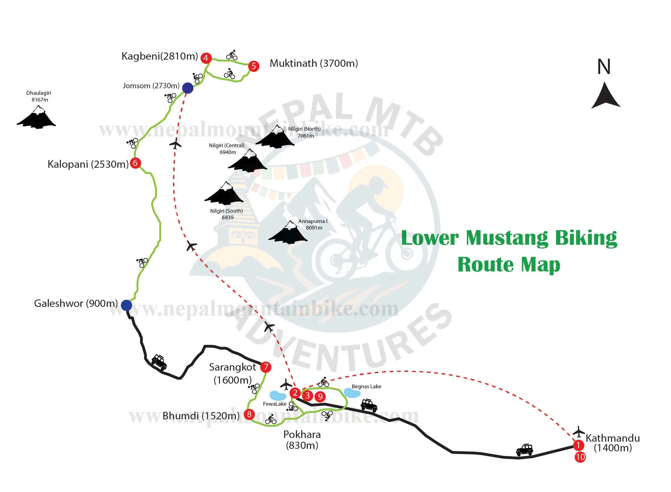 Lower Mustang XC mountain bike trail map.