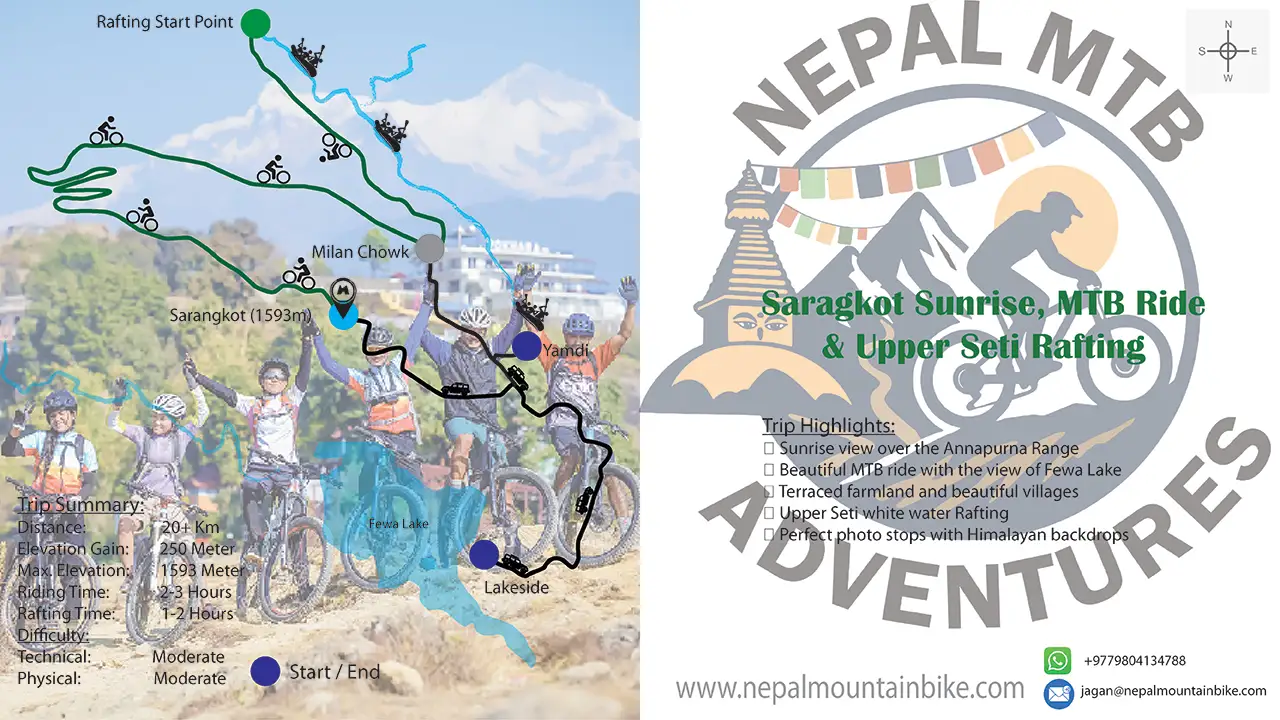Sunrise mountain biking and white water rafting map.