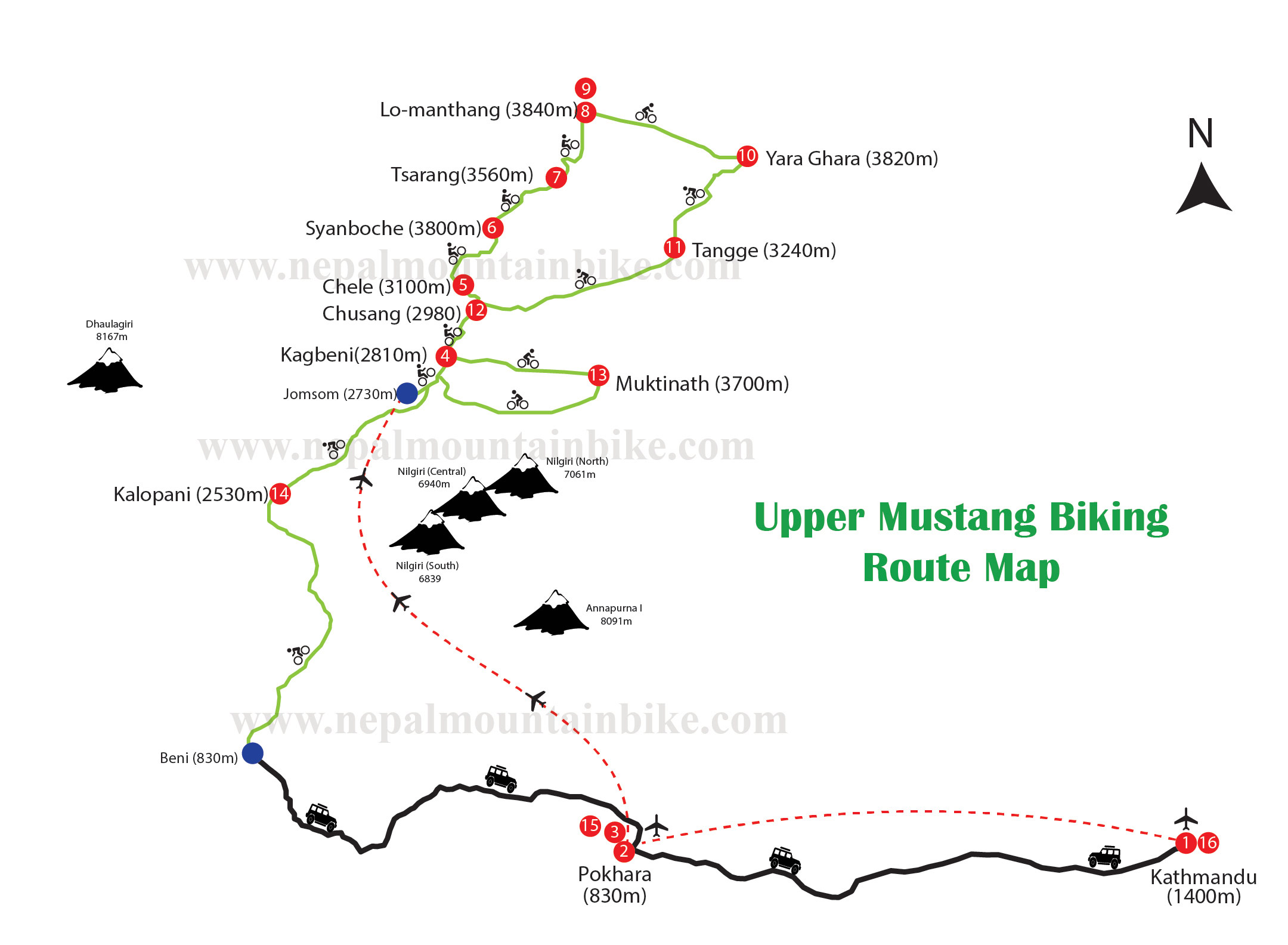 Upper Mustang mountain bike trail map.